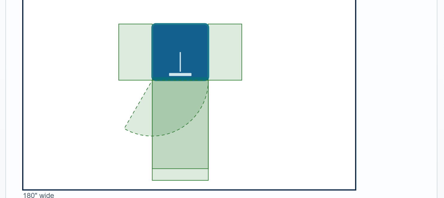 Overhead clearance plan with door-swing arc — real PrepPoint capture